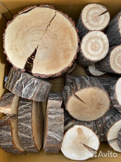 Спилы дерева для декора оформления свадьбы эко