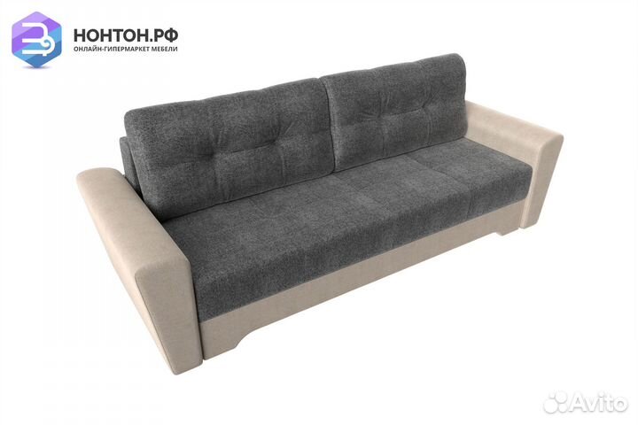 Диван еврокнижка Амстердам рогожка серая / бежевая