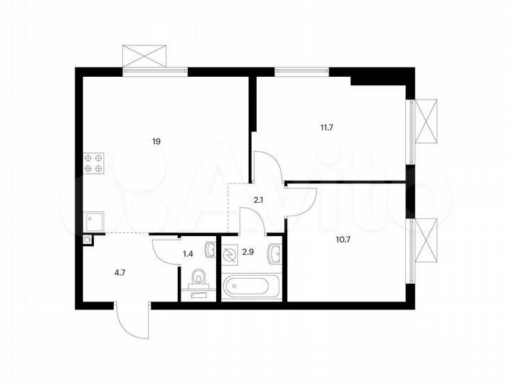 2-к. квартира, 52,5 м², 18/25 эт.