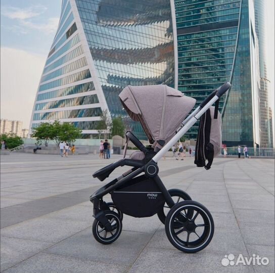 Коляска новая mowbaby zoom ra 087 silver beige