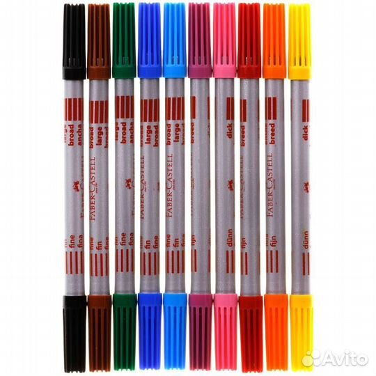 Фломастеры Faber-Castell двусторонние, набор 10 цв