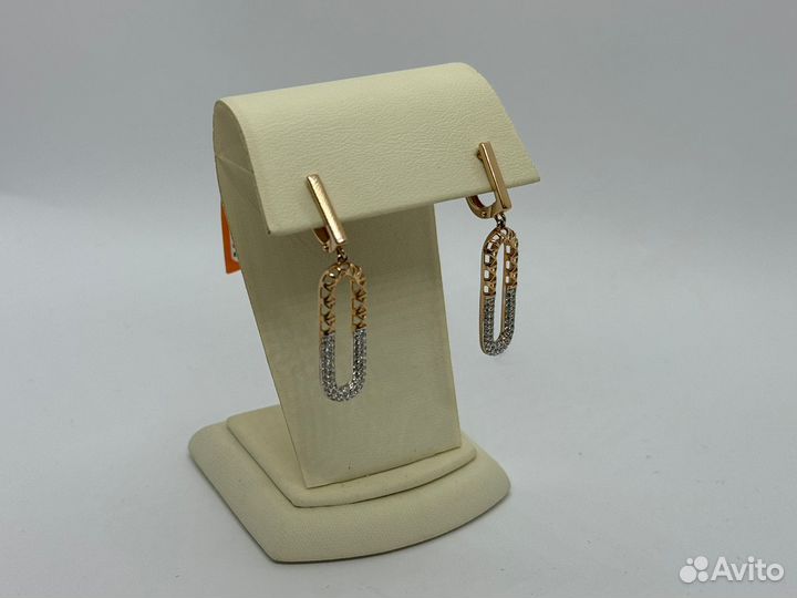 Золотые серьги с камнями 585 (врш)