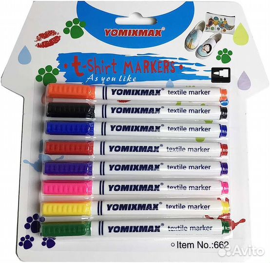 Набор цветных маркеров yomixmax для ткани 8 цветов