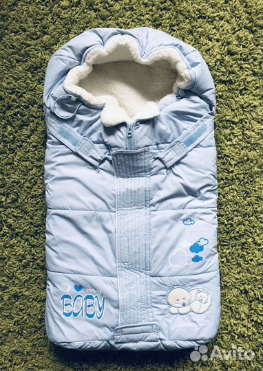 Конверт зимний на овчинке 0 до 6 мес