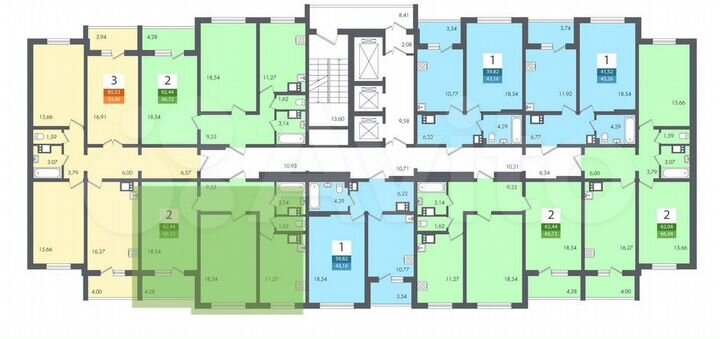 2-к. квартира, 66,7 м², 6/21 эт.