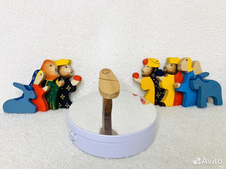 Композиция Рождество Ручная Роспись Игрушки из дер