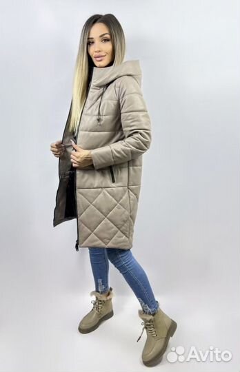 Пуховик натуральная кожа