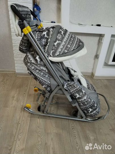 Детские санки коляска с колесами