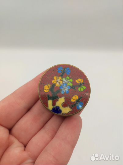 Таблетница шкатулка винтажная эмаль Китай клуазоне