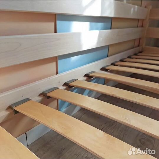 Кровать для 2-х детей из березы Белая