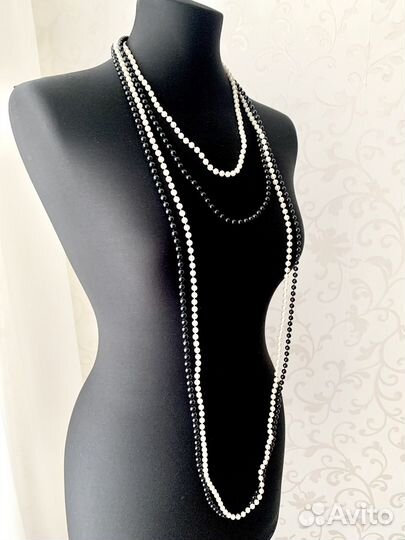 Бусы колье жемчуг женские многослойные белый