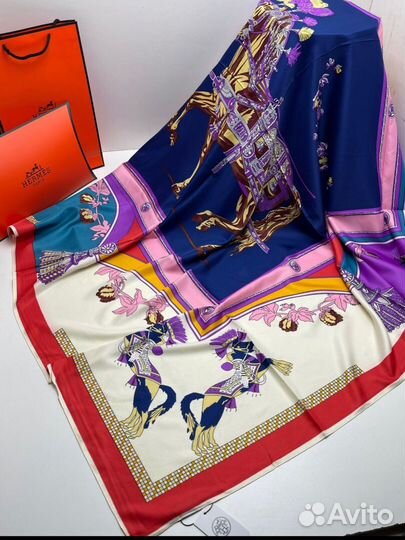 Шелковый платок на голову и шею натуральный шелк