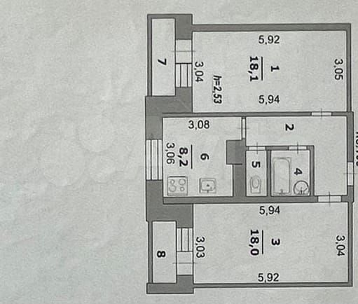 2-к. квартира, 55,1 м², 5/5 эт.