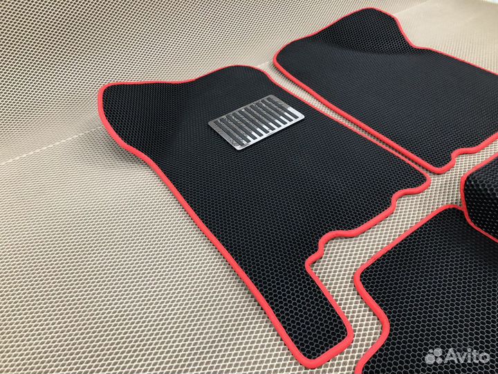 Коврики EVA Лада 2114 (соты красные) + подпятник