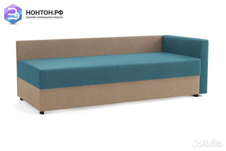 Диван Мальта синий / темно-бежевый