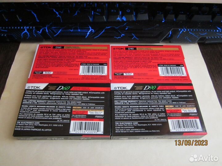 Аудиокассеты TDK D60 и TDK D90, рынок США, 4 штуки