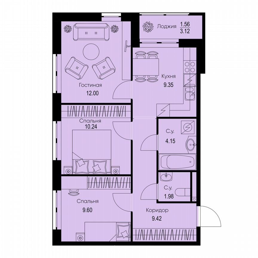 3-к. квартира, 58,3 м², 2/9 эт.