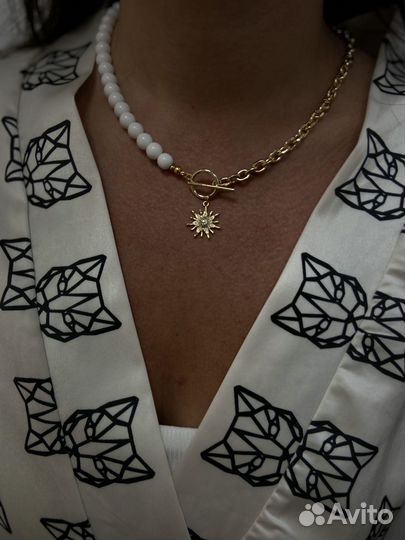 Колье из натуральных камней агат