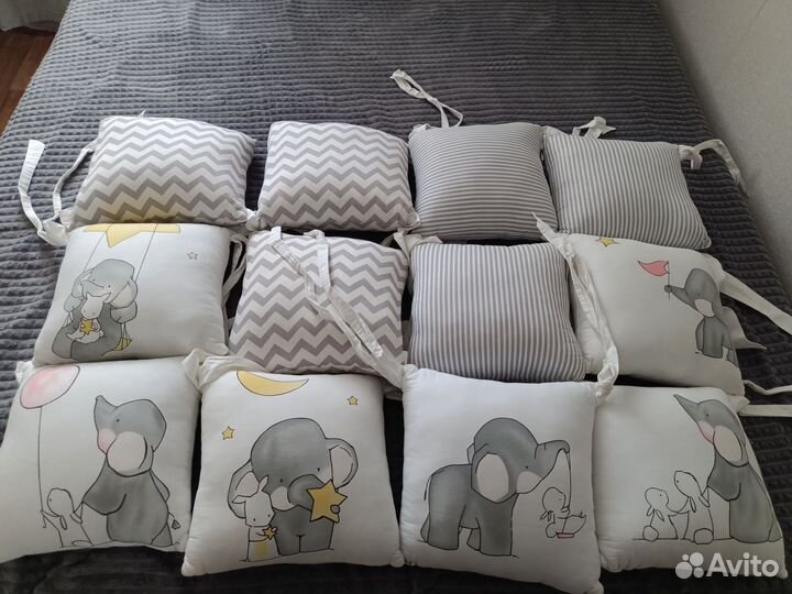 Бортики в кроватку подушки