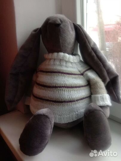 Заяц, текстильная подушка-игрушка