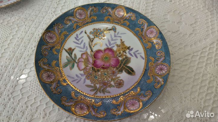 Тарелка Пион. Satsuma. Техника Мориажа