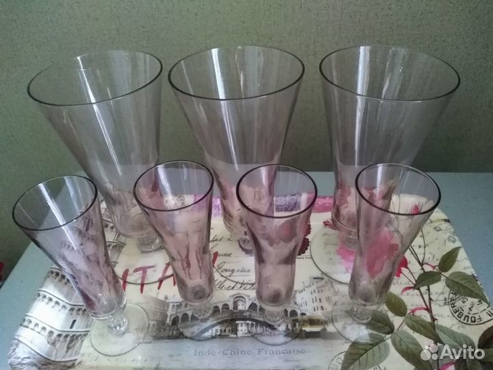 Фужеры и рюмки марганцевое стекло конец 70-тых