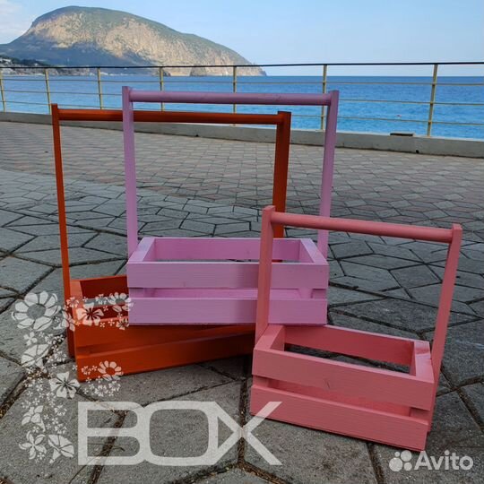 Ящики деревянные с круглой ручкой набором