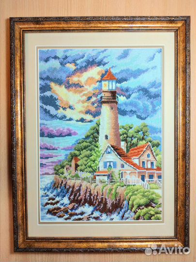 Маяк, Дельфины вышивка крестом