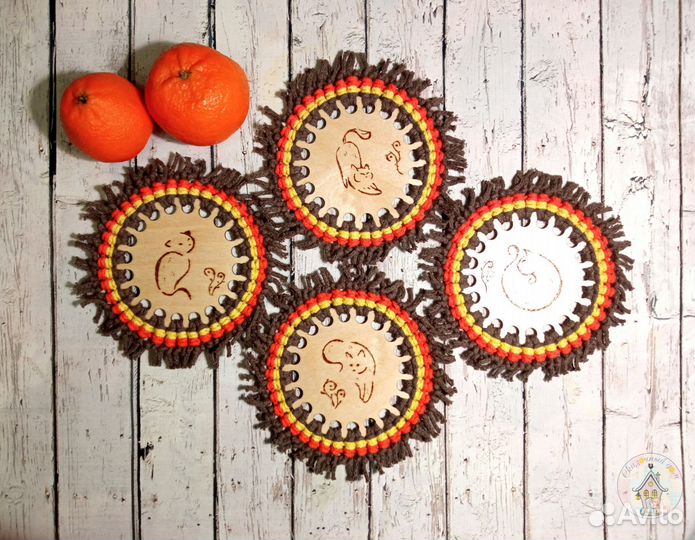 Подставка под кружку макраме/дерево