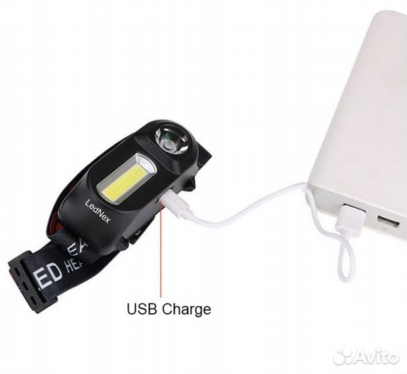 Фонарик налобный HL-1101 XPE+COB сверхяркий