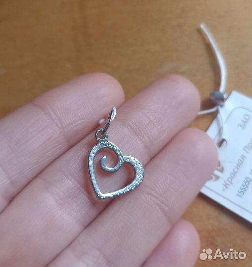 Подвеска кулон сердце серебро