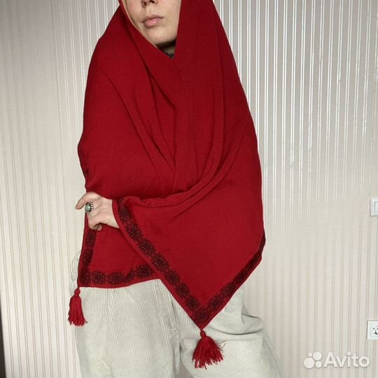 Шарф винтажный мериносовая шерсть с кисточками