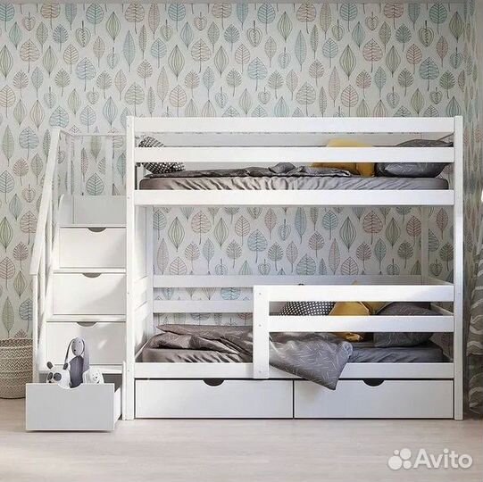 Двухъярусная кровать с лестницей комодом 160х80