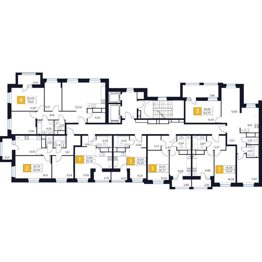 3-к. квартира, 64,7 м², 10/12 эт.