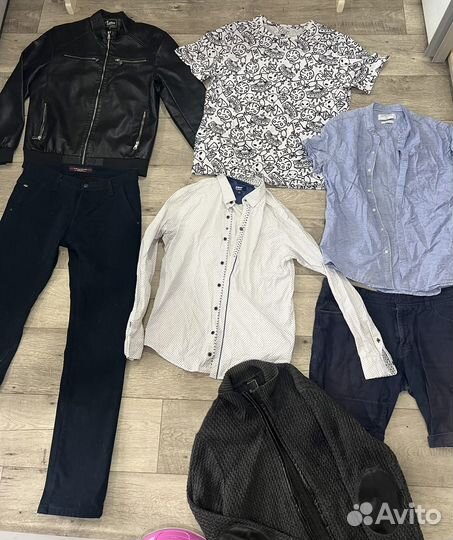 Мужская одежда(кожаная куртка,брюки) пакетом 50