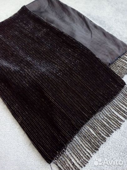 Шарф винтаж натуральный шёлк+бархат