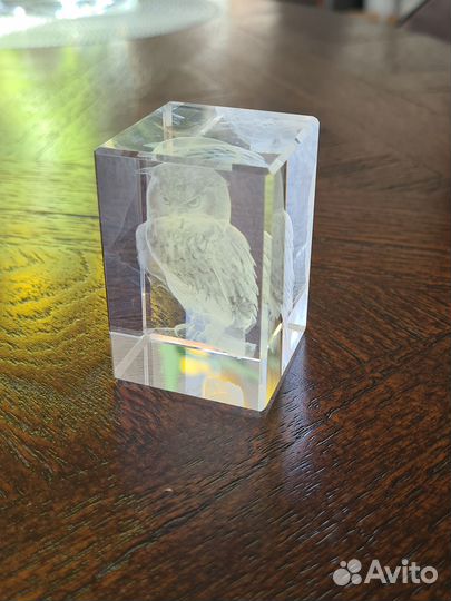 Лазерная 3D гравировка, хрустальный куб