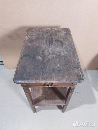 Столик самоварный старинный, резьба, бронза