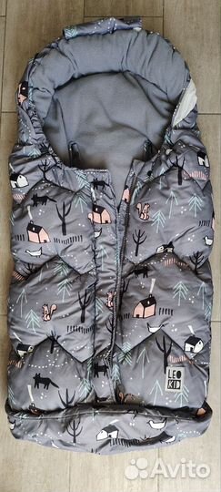 Зимний конверт в коляску и варежки leokid