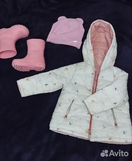 Куртка весна/осень, сапоги резиновые и шапочка