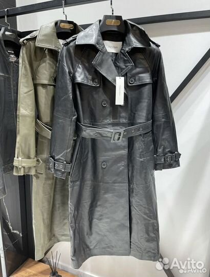 Новый женский кожаный плащ Calvin Klein