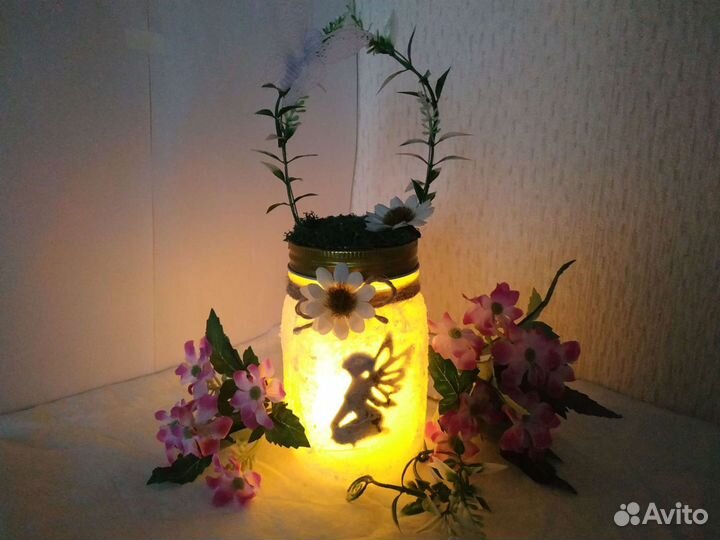 Подсвечник, ночник, фея в банке