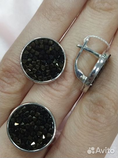 Комплект с кристальной тканью 17р., серебро 925