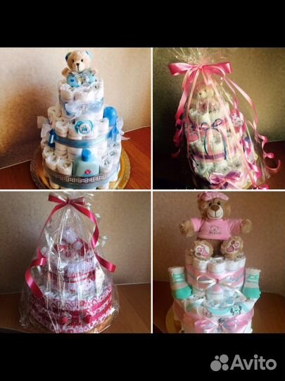 Подарочки новорождённым- торты из памперсов