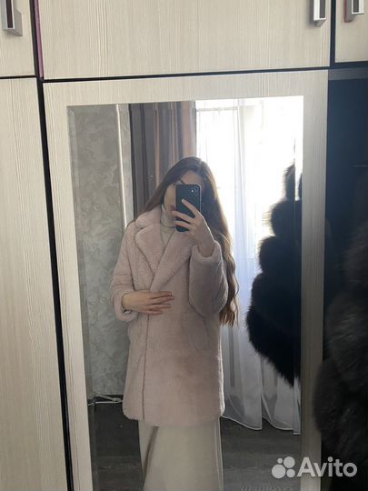 Искусственная шуба нежно розовая