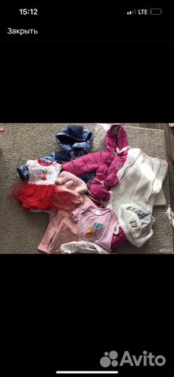 Вещи для девочки размер от 68 до 92