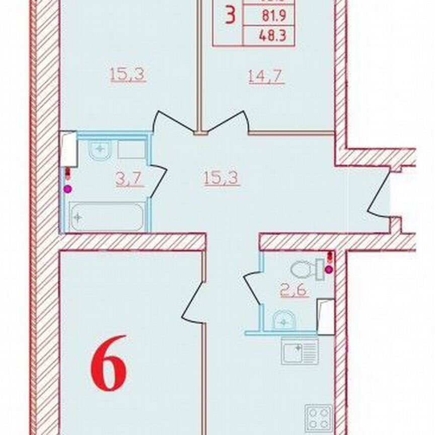 3-к. квартира, 83,3 м², 5/9 эт.