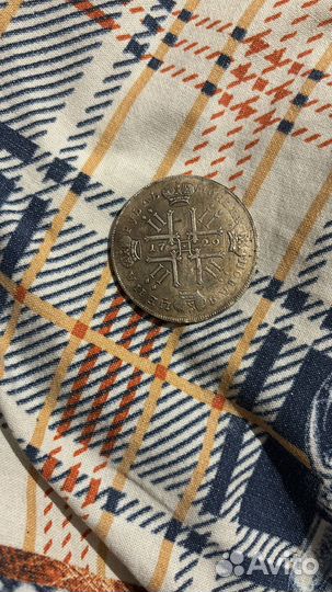 Монета Петра 1 рубль 1729