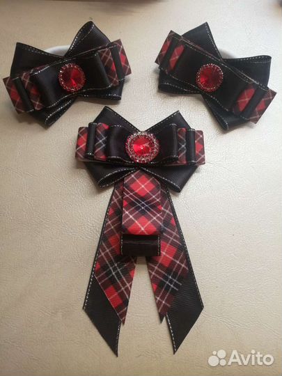 Комплект школьный: галстук-брошь и бантики