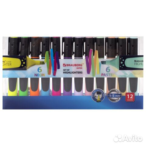 Набор текстовыделителей 12 цветов на подставке, br